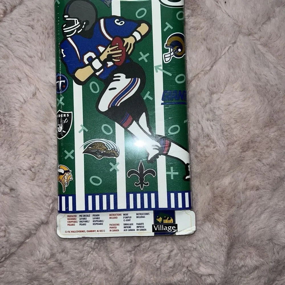 NEW vintage nfl wallpaper border patriots the village all over print football